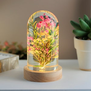 Lamp Dried Flower , epoxy resin lamp wood, night light wood, custom resin lamp, unique home decor,christmas gifts,resin art decor,gift ideas