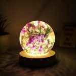 Custom engraved resin lamp featuring Baby’s Breath flowers, Lover gifts, Christmas gift, Valentine day, gift for her