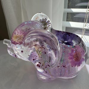 Flower Elephant, Resin Elephant, Epoxy Resin Elephant Figurine, Elephant Decor, Animal Resin Art, Plant Holder, Desk Friend, Elephant