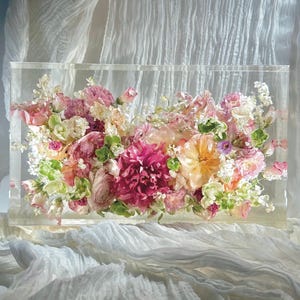 Resin Block Bridal Bouquet Floral Preservation, Personalized Wedding gift, Flower Preservation, Wedding Flower Gift, Bridal Gift, Home Decor